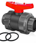 One And One Half Inch UPVC True Union Ball Valve Full Port Design With SCH 80 Socket Union Connections and Two EPDM O Rings