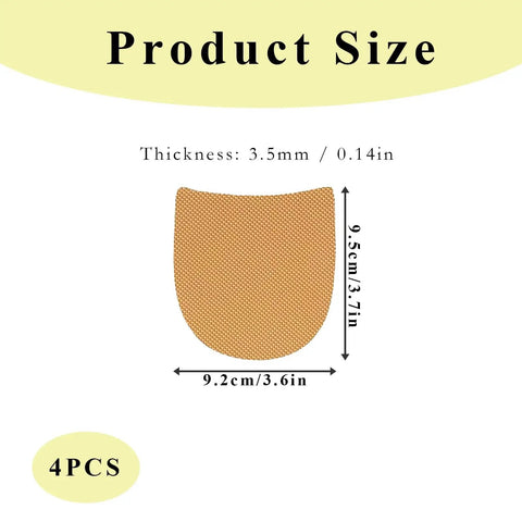 2 Pack Repair Heels Boot Heel Replacement Self Adhesive Rubber Heel Patches For Boots And Dress Shoes No Fuss DIY Quick Fix Anti Slip Shoe Soles Protectors Durable Heavy Duty Grip product size diagram, 3.5mm thick, 9.5cm x 9.2cm.