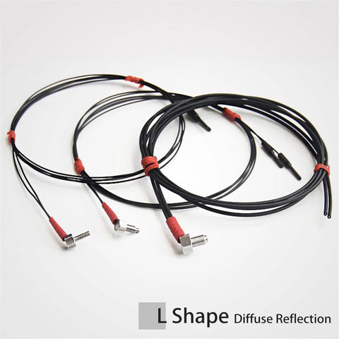 M3 M4 M6 Fiber Optic Sensor, L-Shaped Thread Proximity Diffuse Switch with Two Meter Cable Length for Industrial Use