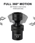 Fifteen Piece One Half Inch Drive Universal Impact Socket Set 6 Point Metric Ten To Twenty Four Millimeter Range With Flex Socket
