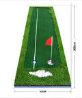 Indoor Outdoor Golf Putting Mat 300 x 50cm Roll Up Practice Green With 2 Holes Durable Nylon Grass And EVA Base