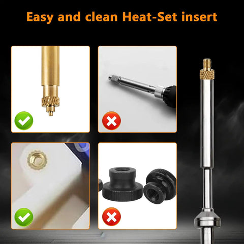 7 Heat Set Insert Tips And 1 Soldering Iron Adapter For Brass Heat Set Inserts In Plastic 3D Printer Parts, demonstration