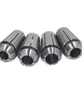 Top Tier 4-Piece Spring Steel Collet Chuck Kit For Boring And Milling Jobs With Insane Accuracy Under 0.0003 Inch Runout, showing four collets.