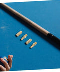 Heavy Duty Copper Pool Cue Extension Screws Four Pack Tough Shaft Connector Joints for Billiard Cue Repairs on blue table