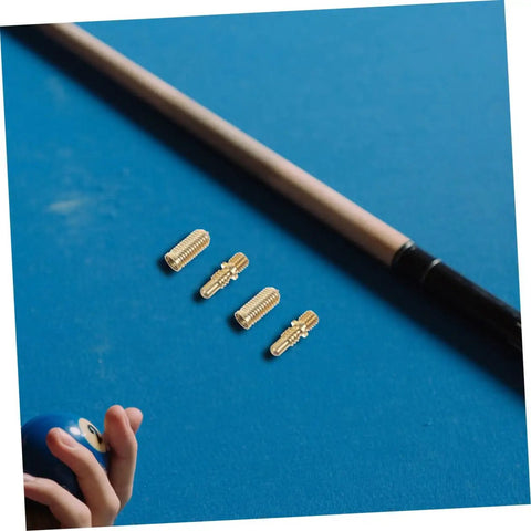 Heavy Duty Copper Pool Cue Extension Screws Four Pack Tough Shaft Connector Joints for Billiard Cue Repairs on blue table