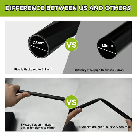 Comparison of 25mm and 16mm steel pipes for Beefy Heavy-Duty 25mm Thickened Steel Garden Arch Trellis