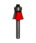 Front view of Chamfer Router Bit 23/32 Inch Diameter With 1/4 Inch Shank, 15 Degree, 2 Cutter Carbide for woodworking.