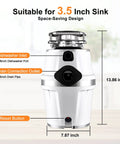 Three Quarter Horsepower Continuous Feed Kitchen Garbage Disposer With Power Cord, Super Quiet Motor, Flange Included, White