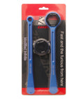 Universal Motorcycle Tire Change Kit with 10mm to 32mm hex wrench levers displayed in packaging with spanner heads visible.