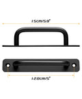 2 Pack Aluminum Alloy Sliding Barn Door Handle With Plate 128mm Center To Center Hole Spacing 5.9 Inch Total Length Black Finish
