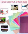 Anisum 10-color cast acrylic sheets, 3 mm thick, 8x8 in (200x200 mm), laserable plexiglass sheets