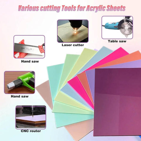 Anisum 10-color cast acrylic sheets, 3 mm thick, 8x8 in (200x200 mm), laserable plexiglass sheets