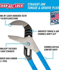 16 Inch Tongue And Groove Pliers With Laser Heat Treated Teeth For A Super Grippy Hold Heavy Duty Channel Locks With Undercut Non Slip Design