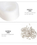 Close-up of smooth white plastic L bracket and screws from Easy To Use White Plastic L Brackets 100 Pack For Furniture Legs Shelves And DIY Repairs.
