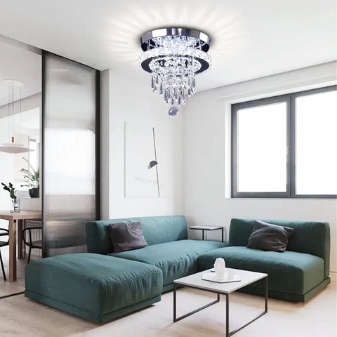 Modern Small Closet Chandelier LED Ceiling Light Fixture In Stainless Steel Flush Mount Energy-Saving Cool White Lighting