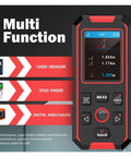 Straight Up 3 In 1 Stud Finder Wall Scanner With Digital Laser Ruler displaying laser measure and digital angle gauge features.