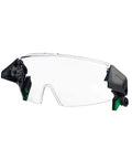V-Gard H1 Half-Face Spectacle With Clear Polycarbonate Visor, Anti-Fog And Anti-Scratch Coating, black and green mounting points
