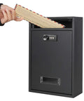 Outdoor Wall Mounted Mailbox With 3 Number Combination Lock Heavy Duty Galvanized Steel Design With Transparent Window Black