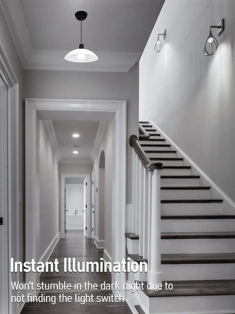 Hands Free Motion Sensor LED Bulb A19 9W 60W Equivalent 900 Lumens E26 Base 6000K Pure White in hallway lighting