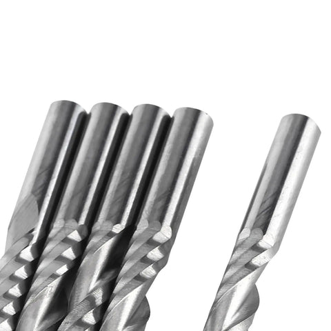 5Pcs 6mm Shank Tungsten Carbide Single Flute End Mills Spiral CNC Milling Bits For Acrylic PVC MDF Pro Grade With Sharp Chip Clearing Design