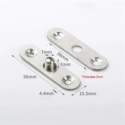 360 Degree Rotation Heavy Duty Door Pivot Hinge in Stainless Steel Concealed Revolving Furniture Hardware 56x15.5x2mm for Smooth Easy Install Built to Last Door Pivot System for Home Office and Cabinets, 56x15.5x2mm
