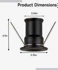 Product dimensions of wkao 9 Pcs Led Mini Downlight, 1W DC12V Embedded Spotlight, measuring 0.55in x 0.9in x 0.78in.
