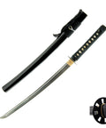 Unsharpened Stainless Steel Wakizashi Iaito For Iaido Practice, 21 Inch Blade With Bo Hi Fuller, handle and saya detail view