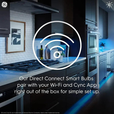 Cync Smart Home Starter Kit With Color Changing LED Bulb And Wireless Dimmer Switch Plug And Play WiFi Bluetooth Lighting setup in kitchen