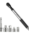 Half Inch Impact Offset Extension Wrench For Tight Spaces Go To Heavy Duty Drill Adapter Extender With 4 Socket Adapters And Drill Bit Adapter Multi Size Socket Converter For Electric Drills And Ratchets shown with included accessories.