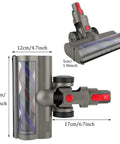 Quick Release Direct Drive Turbine Cleaner Head For Dyson Cordless Vacuums V15 V11 V10 V8 V7 with dimensions shown