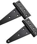 6 Inch T Strap Shed Door Hinges Heavy Duty Black Tee Hinge For Wooden Fences Yard Doors Barn Doors And Gates Rustproof 2 Pack