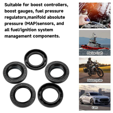 5-pack black nitrile rotary shaft seals with double lip and spring, 25x42x7 mm, 70 Durometer for automotive use