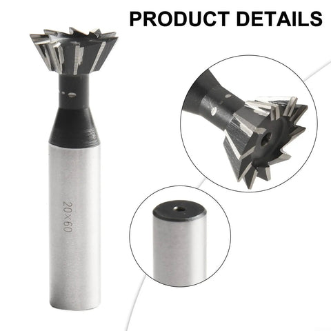 6 Flute Dovetail Milling Cutter 60 Degree HSS Metalworking Tool For Stainless Steel Carbon Steel Cast Iron And Alloys, 20mm Diameter