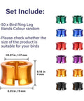 Open Aluminum Bird Leg Rings For Pigeons Parrots Doves And More Mixed Colors 50 Pack Lightweight Identification Tags Easy Open Design