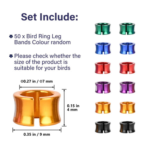 Open Aluminum Bird Leg Rings For Pigeons Parrots Doves And More Mixed Colors 50 Pack Lightweight Identification Tags Easy Open Design