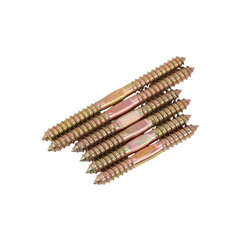 Close-up of 50 Pieces Hanger Bolt Double Ended Self Tapping Screws For Wood To Metal Dowels Furniture Fixing M6x60 Dual End Threaded Connectors