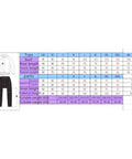 Size chart with measurements for tops and pants, labeled XS to 5XL, with diagrams of clothing illustrations.