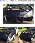 Rock Solid Magnetic Fender Work Covers For Tesla Cybertruck laid flat on a car hood, showcasing non-slip rubber material and strong magnets.
