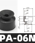 PA PFG1.5~20N Series Industrial Pneumatic Rubber Suction Cup Chuck Accessory PA-06n black rubber suction cup with dimensions for factory automation.