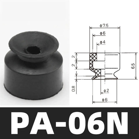 PA PFG1.5~20N Series Industrial Pneumatic Rubber Suction Cup Chuck Accessory PA-06n black rubber suction cup with dimensions for factory automation.