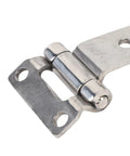 T-shaped stainless steel door hinge for RV/van cabinets; high-load capacity, close-up view