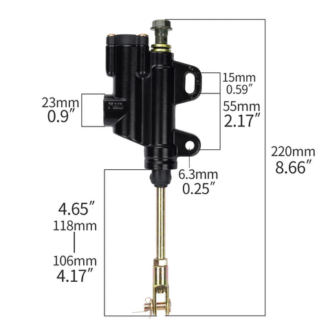 Rear Brake Master Cylinder Replacement With Built In Reservoir For Sunl Pitster SSR 110cc 125cc 140cc Dirt Pit Bike No Hassle Bleed Durable Hydraulic Brake Part Fits Chinese 110cc 125cc 140cc Dirt Bikes