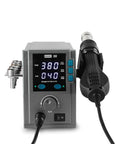 Beefy 700W Hot Air Soldering Station with adjustable air flow and brushless fan, featuring digital display and air nozzle holder.