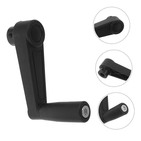Universal 10 Mm Round Hole Cylindrical Crank Handle For Mechanical Generators Smooth Black Plastic, ergonomic grip.