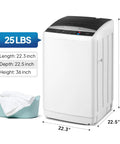 Portable Washing Machine 25LB Fully Automatic Washer Spin Dryer Combo With Stainless Steel Drum, dimensions 22.3x22.5x36 inch.