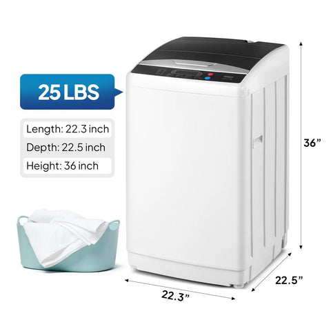 Portable Washing Machine 25LB Fully Automatic Washer Spin Dryer Combo With Stainless Steel Drum, dimensions 22.3x22.5x36 inch.