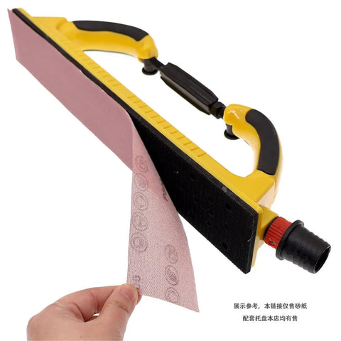 Awesome Set Of 5 Square Mesh Sanding Discs With Hook And Loop Backing For Wood Metal Walls, shown with applicator tool and sanding disc.