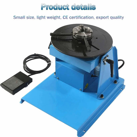 Rock Solid Rotary Welding Positioner Turntable Paired With Dependable Foot Switch Cast Iron Platform Portable 10Kg Load Rating For Garage Builds And Steelwork Gear, with black rotating top and foot switch.