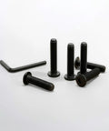 Tough As Nails 304 Stainless Steel Flat Head Hex Socket Cap Screws, 3/16 X 3/4 Inch, 50 Pack Black Oxide Finish displayed with an L wrench.