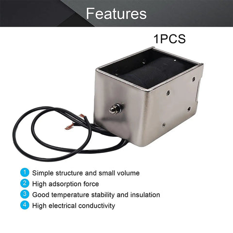 12V DC Push Pull Open Frame Solenoid Electromagnet With 80N Force And 15mm Stroke, 120W, 10A, linear actuator with wires